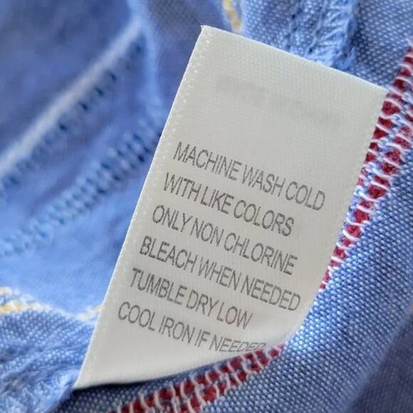 Sandy & Sid Striped Knot Button Down Blouse Womens Size M Blue Multi Cropped - Picture 10 of 10